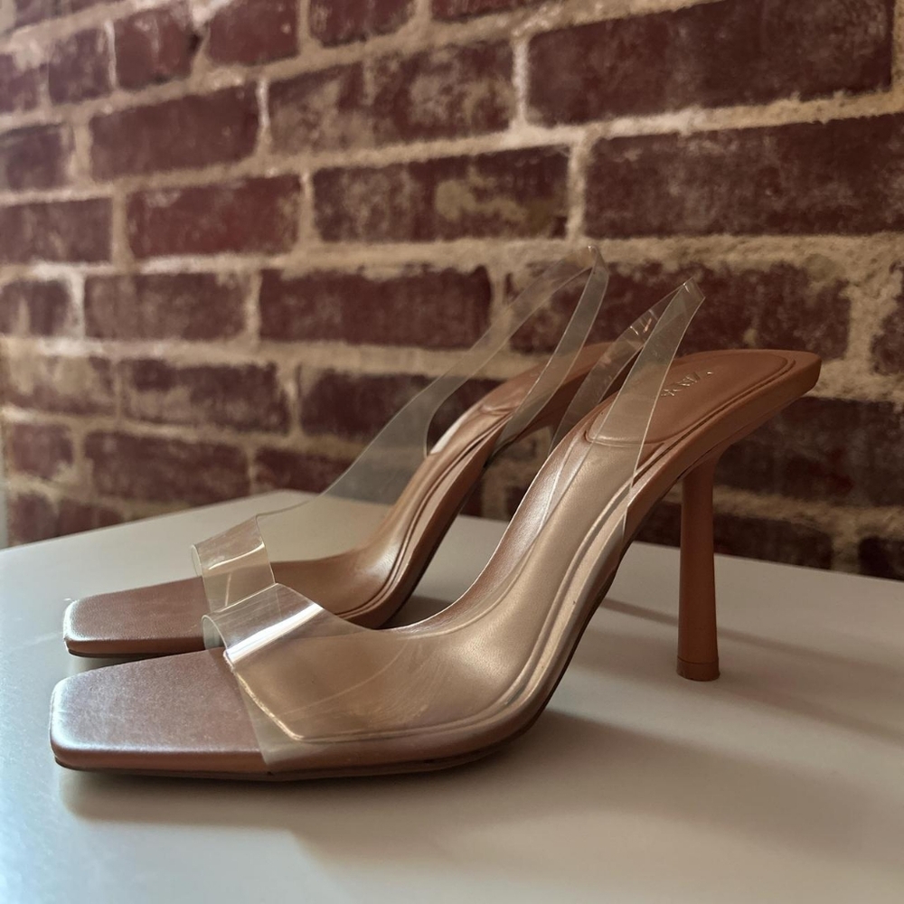 Zara Clear and Tan Heels